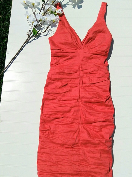 Nicole Miller Dresses & Skirts - Nicole Miller coral ruched sleeveless dress size 2